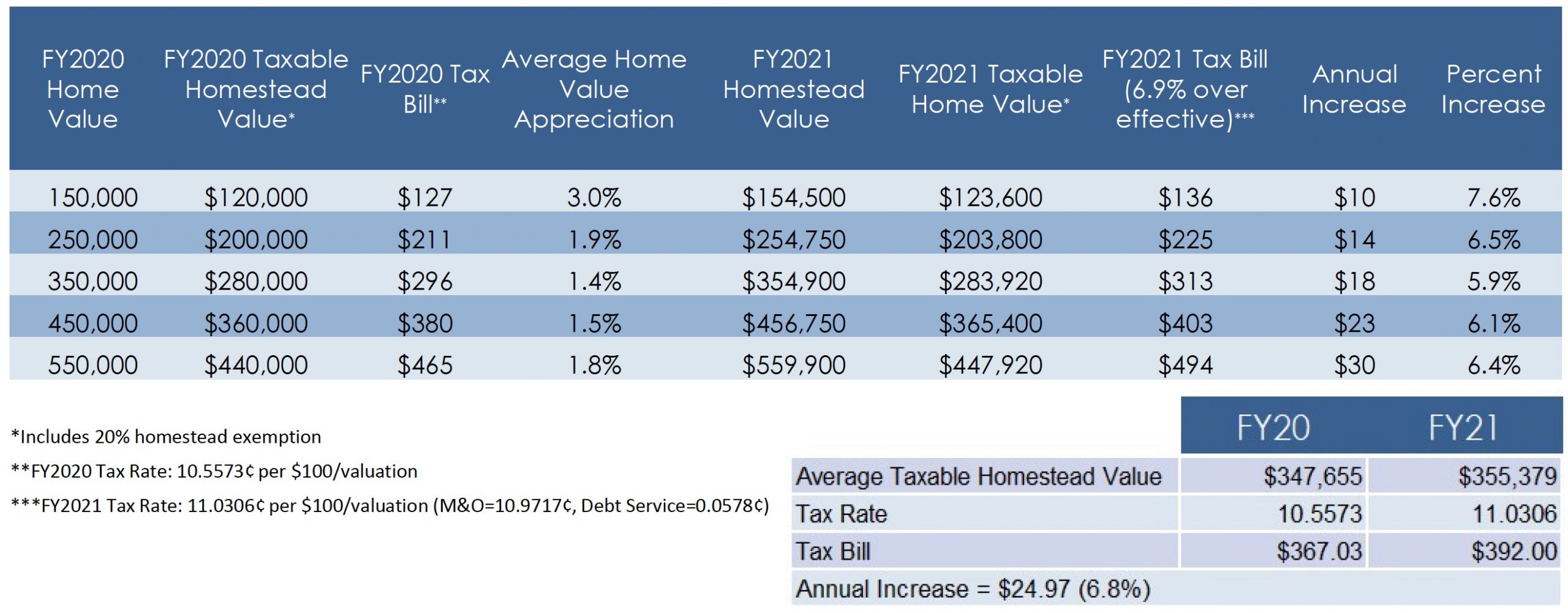 property tax impact statement FY21